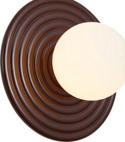 Retro Lampa Ścienna Brązowa z Opalowym Kloszem Okrągłym 20cm IP44 - Lila