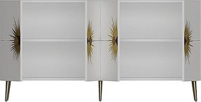 Komoda – 150 cm – Biało-złota – Płyta wiórowa pokryta melaminą