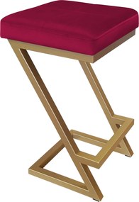 Hoker ZETA krzesło barowe tkanina Welur podstawa metalowa LOFT : Kolor Stelaża - Złoty, Kolor tkaniny - VELVET - MG31