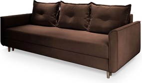 Masseno Sofa NAPOL z funkcją spania i pojemnikiem na pościel, Rozkładana sofa - Brązowy, KRONOS 06