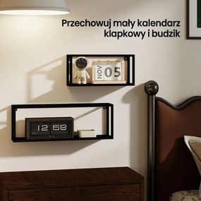 HOMCOM Zestaw 2 półek ściennych, udźwig 15 kg, do montażu na ścianie, stal, czarny