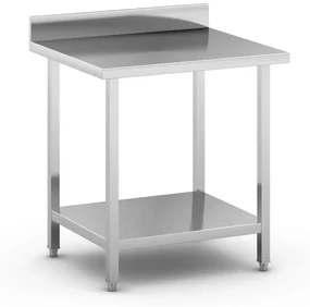 Stół roboczy ze stali nierdzewnej z półką i ogrodzeniem, 800 x 700 x 850 mm