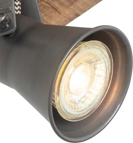 Rustykalny reflektor czarny z drewnem regulowanym - Jelle