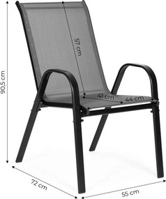 Zestaw 2 krzeseł ogrodowych sztaplowanych Isla 092, szary