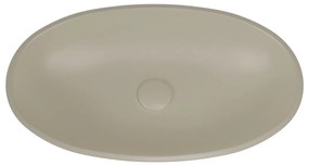 Umywalka nablatowa owalna z konglomeratu beżowa matowa 60 x 35 cm RONA beige Matt
