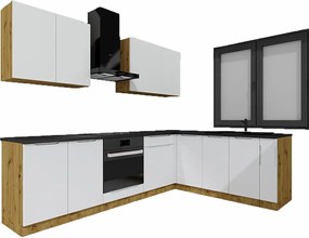 Komplet narożnych szafek kuchennych 260 cm dąb artisan + szary T5-E29