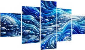 Obraz – Ryby w falach (125x70 cm)