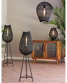 Lampa stojąca w kolorze matowej czerni z metalowym kloszem (wysokość 145 cm) Yumi – Light &amp; Living