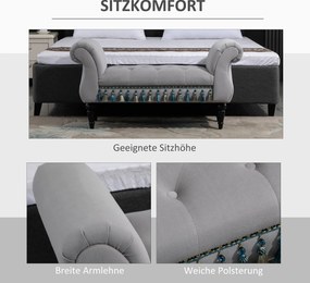 HOMCOM Luksusowa ławka tapicerowana otomana drewno kauczukowe poliester kolor szara