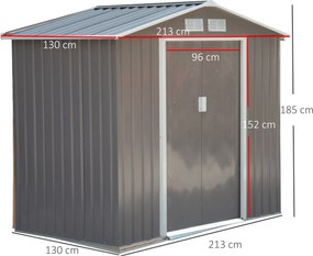 Outsunny szopa na narzędzia z fundamentem metalowy domek ogrodowy żółty 213x130x185 cm praktyczne przechowywanie narzędzi | Aosom PL