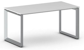 Biurko PRIMO INSPIRE, 160x80 cm, szaro-srebrna podstawa, biały