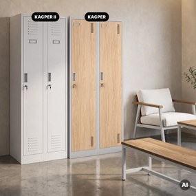 Szafa socjalna czterokomorowa Eco Design Kacper 80x50x180 cm, szary/dąb sonoma