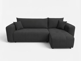 Czarna rozkładana narożna sofa SORELA, dwustronna + 2 poduszki GRATIS
