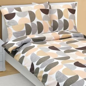 Bellatex Pościel flanelowa Półokrąg brązowy, łososiowy, 140 x 220 cm, 70 x 90 cm, 140 x 220 cm, 70 x 90 cm