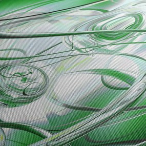 Zielony abstrakcyjny obraz (z zegarem) (90x30 cm)