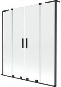 Mexen Velar L Duo parawan nawannowy 2-skrzydłowy rozsuwany 160 x 150 cm, transparent, czarny - 896-160-003-02-70