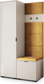 Masseno Garderoba LORI 95/181/51 cm Nowoczesna Szafa do Przedpokoju Kaszmir, MONOLITH 48 (Żółty)
