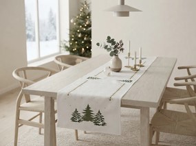 Świąteczny bieżnik na stół EVERGREEN CHARM 40x140 cm, biały