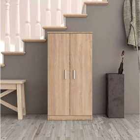 Szafka na buty 2-drzwiowa na 30 par, 6 półek, jasny dąb lub biały, wys. 108 cm, praktyczne przechowywanie w przedpokoju