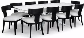 Duży rozkładany stół ceramiczny 240/160cm do jadalni sali konferencyjnej jasny granit i biała podstawa