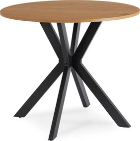 Okrągły stół w stylu industrialnym Lauren 80 cm, dąb złoty/czarny