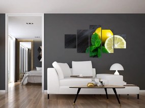 Obraz cytryn i mięty na stole (125x70 cm)