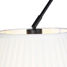 Lampa wisząca czarna z plisowanymi abażurami kremowymi 35 cm 2-światła - Blitz klasyczny/Antyczny Oswietlenie wewnetrzne
