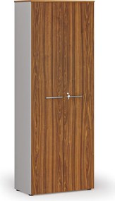 Szafa biurowa z drzwiami PRIMO GRAY, 800 x 420 x 2128 mm, szary/orzech