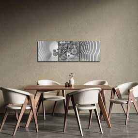 Obraz - Czarno-białe bąbelki (z zegarem) (90x30 cm)