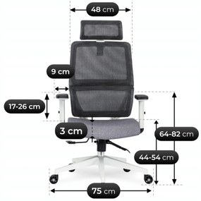 Fotel Biurowy Ergonomiczny Obrotowy NICKI Szary Nowoczesny