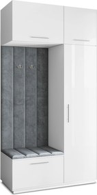 Masseno Garderoba REMA 120/240/60 cm Nowoczesna Szafa do Przedpokoju Biała, MONOLITH 85 (Szary)