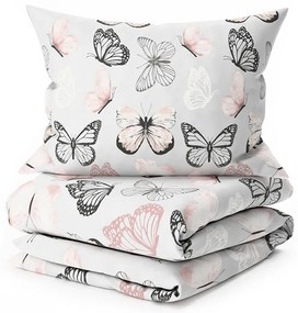 PrzytulneMieszkanie.pl PrzytulneMieszkanie.pl Pościel z mikrofibry MY BUTTERFLY jasnoszara Rozmiar pościeli: 2 szt 70 x 90 cm | 200 x 220 cm