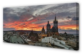 Obraz na płótnie Kraków Zachód słońca panorama