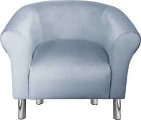 Fotel Milo tkanina Welur wygodny fotel tapicerowany do salonu i sypialni : Kolor nogi - Chrom, Kolor tkaniny - VELVET - BL06, Wysokość nogi - 15 cm