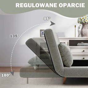 HOMCOM Sofa rozkładana łóżko dla gości z regulowanym oparciem do 120 kg szara 141x90x81 cm | Aosom PL