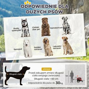 PawHut Przyczepa rowerowa dla dzieci, z odblaskami, 1 flaga, 170 cm x 77 cm x 90 cm, Czerwony