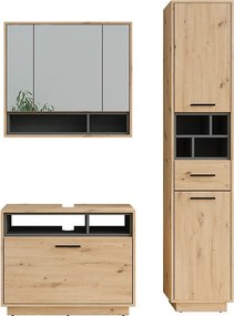 Zestaw mebli łazienkowych artisan dąb/antracyt 80x35x64 beatrice