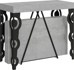 Konsola rozkładana 90x40/196 cm Aceres Small cementu rama w kolorze antracytu