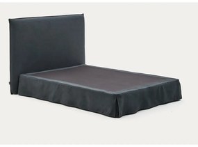 Antracytowe tapicerowane łóżko dwuosobowe 160x200 cm Jaira – Kave Home