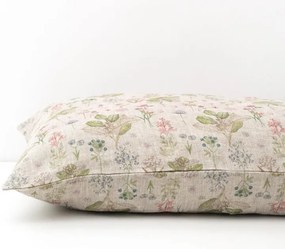 Dziecięca beżowa lniana poszewka na poduszkę Linen Tales Botany, 40x60 cm
