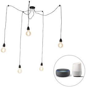 Inteligentna lampa wisząca czarna 5-punktowa w tym WiFi G95 - Cava Nowoczesny Oswietlenie wewnetrzne