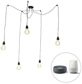 Inteligentna lampa wisząca czarna 5-punktowa z Wifi G95 - Cava Nowoczesny Oswietlenie wewnetrzne