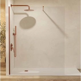 Stały panel prysznicowy Walk In | Szkło hartowane 8 mm, antykamień, przezroczyste | Wysokość 200 cm | Oro Rosa Cepillado 150cm