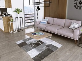 Druciany stolik kawowy dąb artisan + biały - Mokita 4X