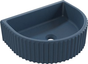 Umywalka betonowa podwieszana / nablatowa półokrągła bez otworu na baterię 45 x 36 cm MUSLIN | różne kolory : Kolor - Niebieski denim, Typ montażu - podwieszana
