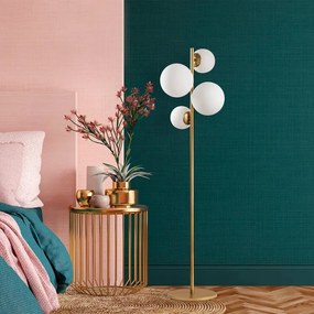 Lampa stojąca w kolorze złota ze szklanym kloszem (wysokość 162 cm) Fazli – Opviq lights
