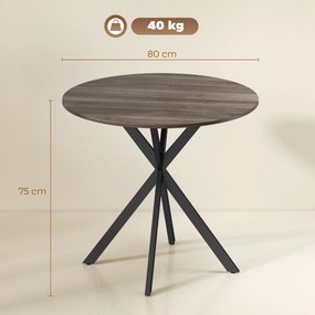 HOMCOM Okrągły stół kuchenny, 80 cm, kompaktowy blat, płyta wiórowa, metal, brązowy | Aosom PL