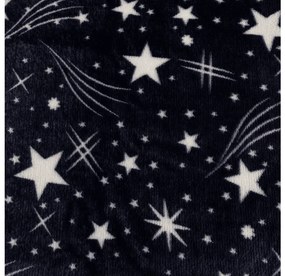 PrzytulneMieszkanie.pl PrzytulneMieszkanie.pl PrzytulneMieszkanie.pl Zestaw 2 szt. pościeli z mikropluszu STARLIGHT ciemnoniebieskie + prześcieradło z mikropluszu SOFT 180x200 cm białe, podwójne łóżko