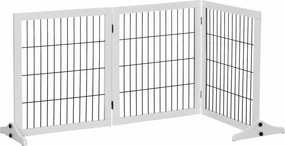 PawHut Barierka Ochronna dla Psów Drewniana Bramka Biała Sosnowa 185x36x71cm | Aosom PL