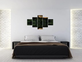 Obraz jeziora przy lesie (125x70 cm)